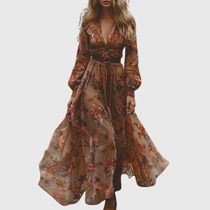 Alina Soleil | Romantisk Boho Maxi Klänning