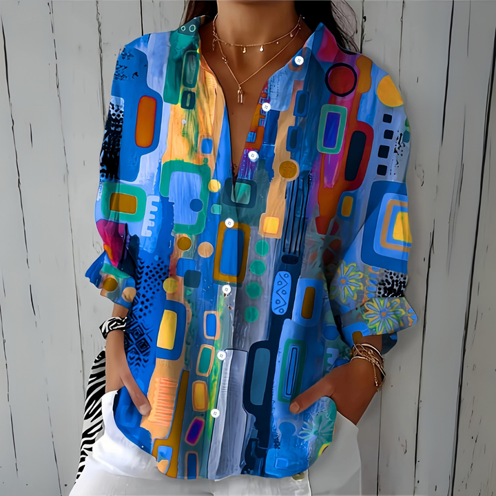 Catalina Mönstrad Konstnärlig Button-Up Blus