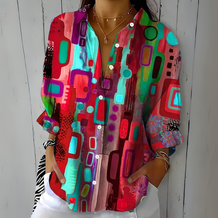 Catalina Mönstrad Konstnärlig Button-Up Blus