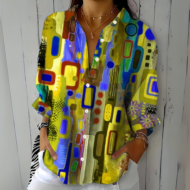 Catalina Mönstrad Konstnärlig Button-Up Blus