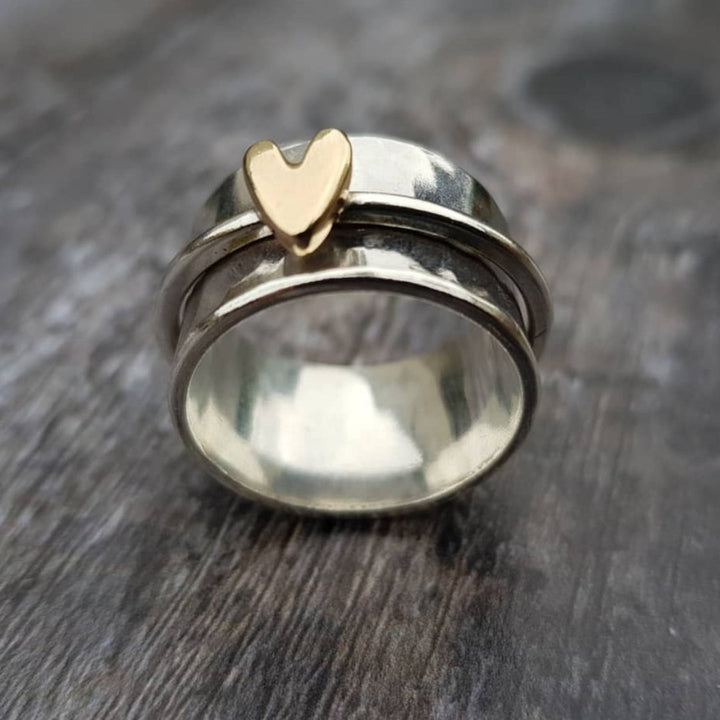 MINDY | SILVER GULDEN HJÄRTRING