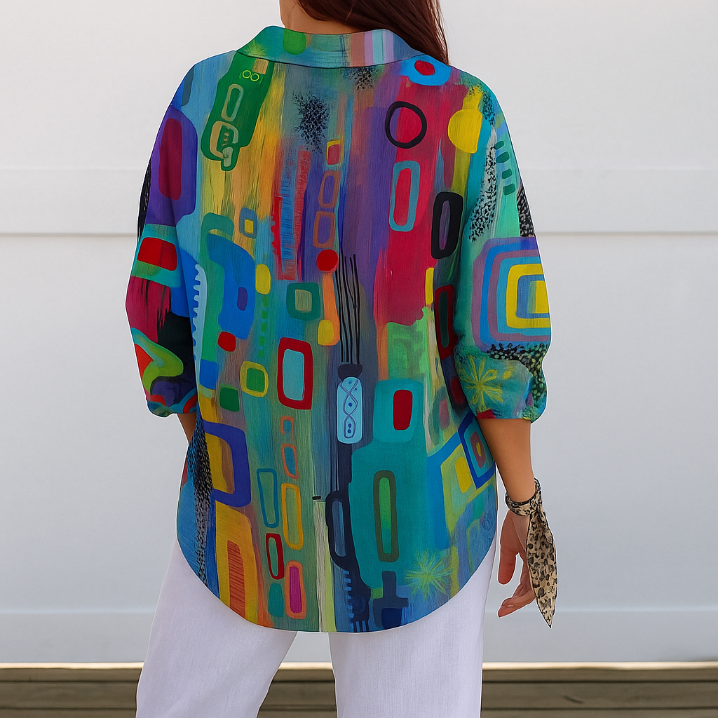 Catalina Mönstrad Konstnärlig Button-Up Blus