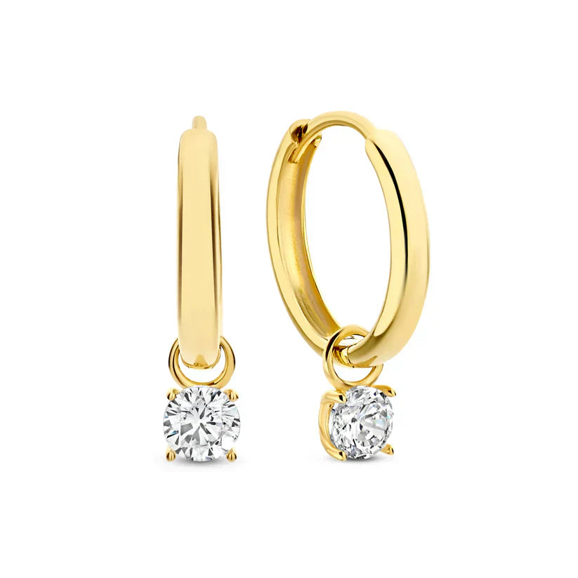 Elegant Larmes de Lune Guld Sten Örhänge Set