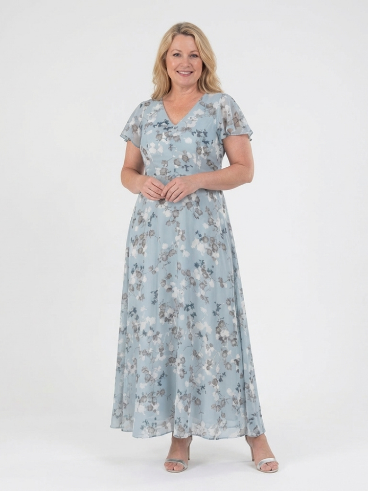 Ismeria | Blomster Chiffon Maxiklänning