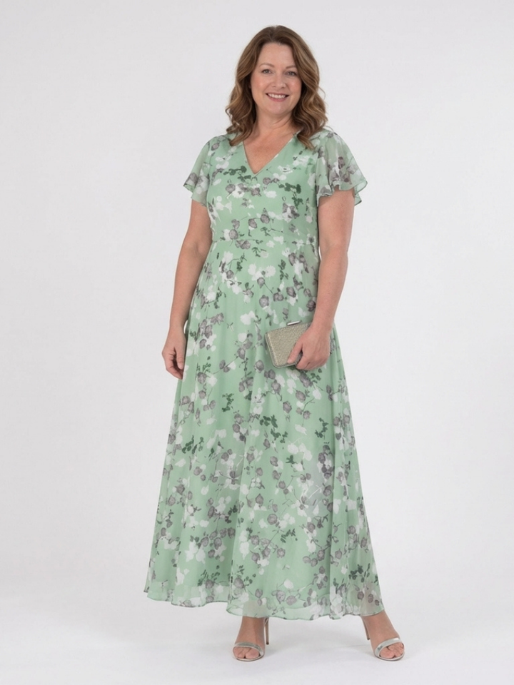 Ismeria | Blomster Chiffon Maxiklänning