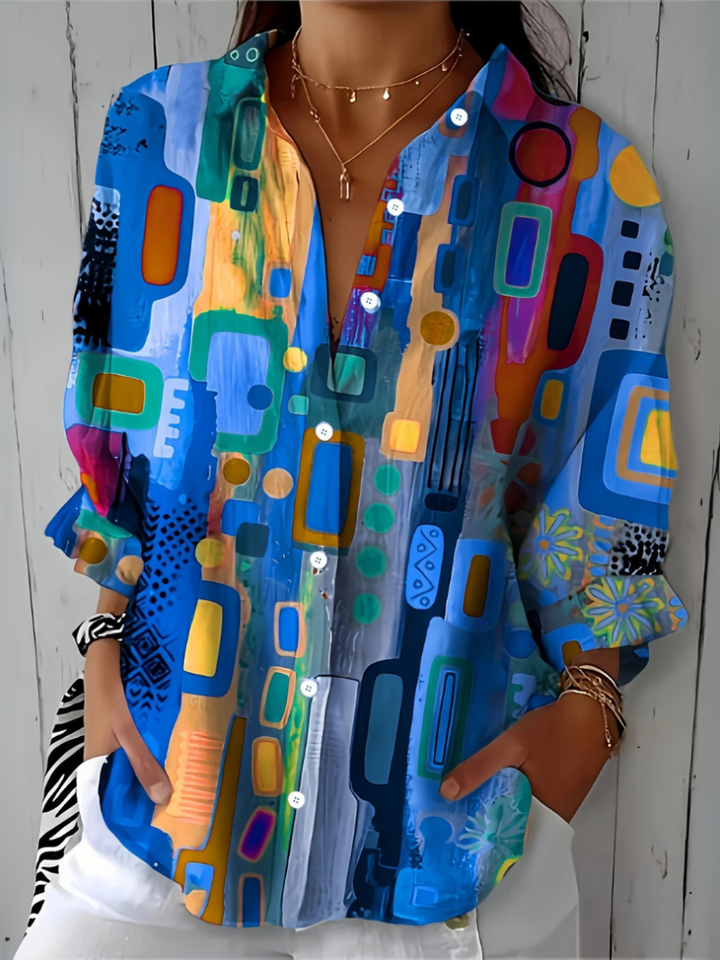 Catalina Mönstrad Konstnärlig Button-Up Blus
