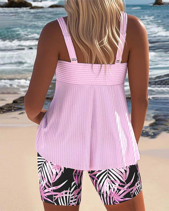 Daphne | Ljus Ribbad Tankini Shorts